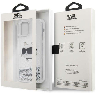 Karl Lagerfeld KLHCP12MLNHCCS iPhone 12/ 12 Pro 6,1&quot; stříbrný/stříbrný pevný obal Glitter Choupette Head