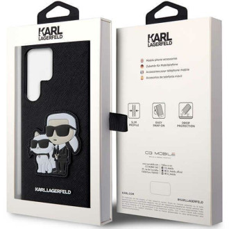 Karl Lagerfeld KLHCS23LSANKCPK S23 Ultra S918 pevné pouzdro černo/černé Saffiano Karl &amp; Choupette