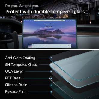 Tvrzené sklo Spigen GLAS.TR &quot;EZ FIT&quot; TESLA MODEL X 2022 / MODEL S 2021 ČERNÁ