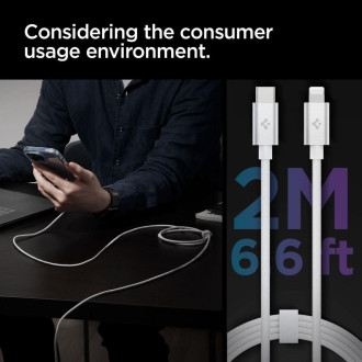 Spigen PB2200 ARCWIRE MFi Lightning KABEL 200CM BÍLÝ