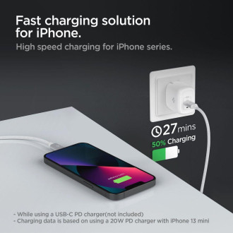 Spigen PB2200 ARCWIRE MFi Lightning KABEL 200CM BÍLÝ