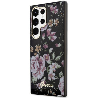 Guess GUHCS23LHCFWSK S23 Ultra S918 černo/černé pevné pouzdro Flower Collection