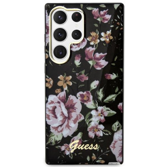 Guess GUHCS23LHCFWSK S23 Ultra S918 černo/černé pevné pouzdro Flower Collection
