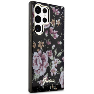 Guess GUHCS23LHCFWSK S23 Ultra S918 černo/černé pevné pouzdro Flower Collection