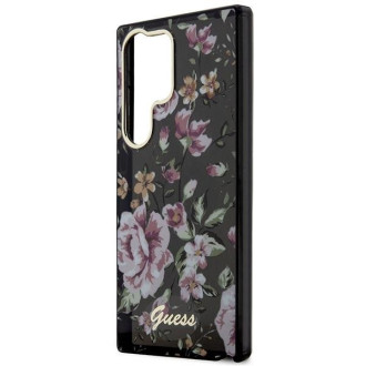 Guess GUHCS23LHCFWSK S23 Ultra S918 černo/černé pevné pouzdro Flower Collection