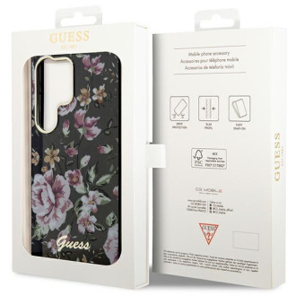 Guess GUHCS23LHCFWSK S23 Ultra S918 černo/černé pevné pouzdro Flower Collection