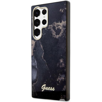 Guess GUHCS23LHTMRSK S23 Ultra S918 černo/černé pevné pouzdro Golden Marble Collection