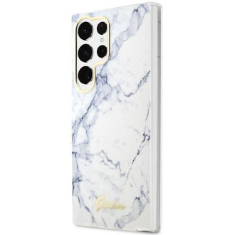 Guess GUHCS23LPCUMAH S23 Ultra S918 bílé/bílé pevné pouzdro Marble