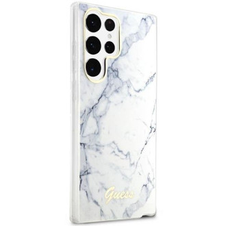 Guess GUHCS23LPCUMAH S23 Ultra S918 bílé/bílé pevné pouzdro Marble