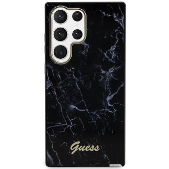 Guess GUHCS23LPCUMAK S23 Ultra S918 černo/černé pevné pouzdro Marble