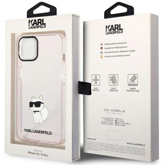 Karl Lagerfeld KLHCP12MHNCHTCP iPhone 12/12 Pro 6,1&quot; růžový/růžový pevný obal Ikonik Choupette