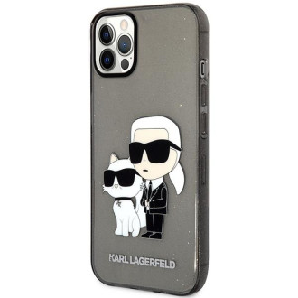 Karl Lagerfeld KLHCP12MHNKCTGK iPhone 12/12 Pro 6,1&quot; černý/černý pevný obal Glitr Karl&amp;Choupette