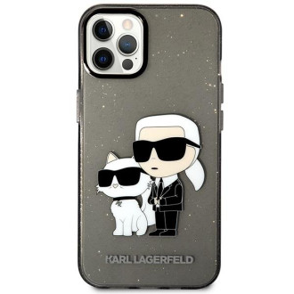 Karl Lagerfeld KLHCP12MHNKCTGK iPhone 12/12 Pro 6,1&quot; černý/černý pevný obal Glitr Karl&amp;Choupette