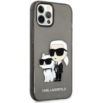 Karl Lagerfeld KLHCP12MHNKCTGK iPhone 12/12 Pro 6,1&quot; černý/černý pevný obal Glitr Karl&amp;Choupette