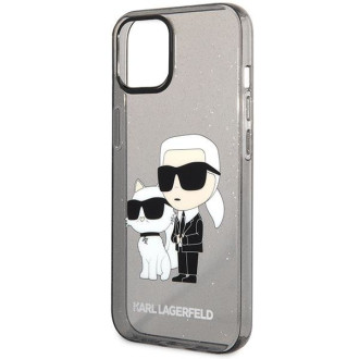 Karl Lagerfeld KLHCP12MHNKCTGK iPhone 12/12 Pro 6,1&quot; černý/černý pevný obal Glitr Karl&amp;Choupette