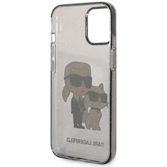 Karl Lagerfeld KLHCP12MHNKCTGK iPhone 12/12 Pro 6,1&quot; černý/černý pevný obal Glitr Karl&amp;Choupette