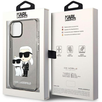 Karl Lagerfeld KLHCP12MHNKCTGK iPhone 12/12 Pro 6,1&quot; černý/černý pevný obal Glitr Karl&amp;Choupette