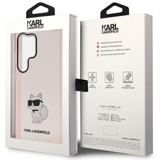 Karl Lagerfeld KLHCS23LHNCHTCP S23 Ultra S918 růžové/růžové pevné pouzdro Ikonik Choupette