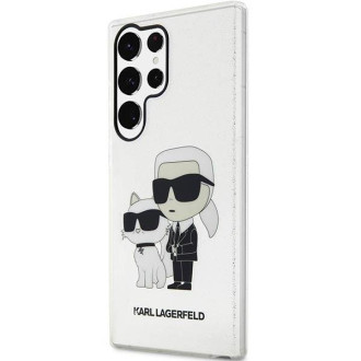 Karl Lagerfeld KLHCS23LHNKCTGT S23 Ultra S918 průhledné pevné pouzdro Glitr Karl&Choupette