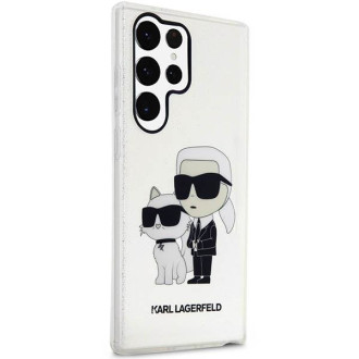 Karl Lagerfeld KLHCS23LHNKCTGT S23 Ultra S918 průhledné pevné pouzdro Glitr Karl&Choupette