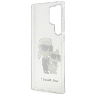 Karl Lagerfeld KLHCS23LHNKCTGT S23 Ultra S918 průhledné pevné pouzdro Glitr Karl&Choupette