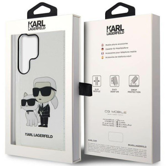 Karl Lagerfeld KLHCS23LHNKCTGT S23 Ultra S918 průhledné pevné pouzdro Glitr Karl&Choupette