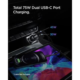 Spigen PC2200 ARCSTATION 2-PORTOVÁ AUTONABÍJEČKA PD75W ČERNÁ