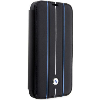 Pouzdro BMW BMBKP14X22RVSK iPhone 14 Pro Max 6,7&quot; černá/černá knihovna Leather Stamp Blue Lines