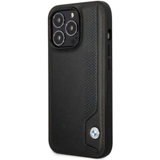 Pouzdro BMW BMHCP14L22RBDK iPhone 14 Pro 6,1&quot; černo/černé pevné pouzdro Kožené modré tečky