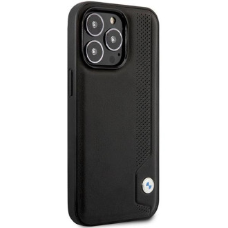 Pouzdro BMW BMHCP14L22RBDK iPhone 14 Pro 6,1&quot; černo/černé pevné pouzdro Kožené modré tečky