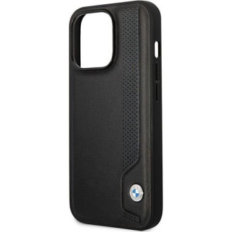 Pouzdro BMW BMHCP14L22RBDK iPhone 14 Pro 6,1&quot; černo/černé pevné pouzdro Kožené modré tečky