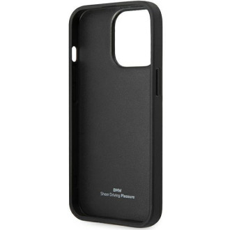 Pouzdro BMW BMHCP14L22RBDK iPhone 14 Pro 6,1&quot; černo/černé pevné pouzdro Kožené modré tečky