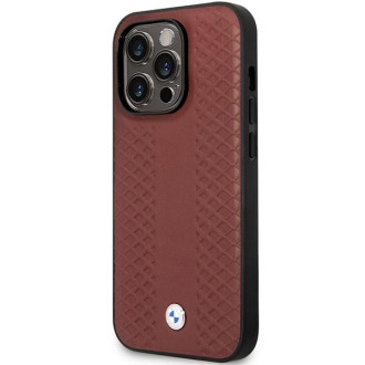 Pouzdro BMW BMHCP14L22RFGR iPhone 14 Pro 6.1&quot; vínová/vínová kůže s diamantovým vzorem