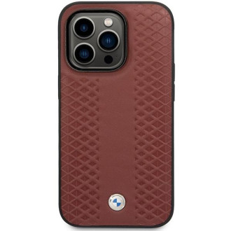 Pouzdro BMW BMHCP14L22RFGR iPhone 14 Pro 6.1&quot; vínová/vínová kůže s diamantovým vzorem