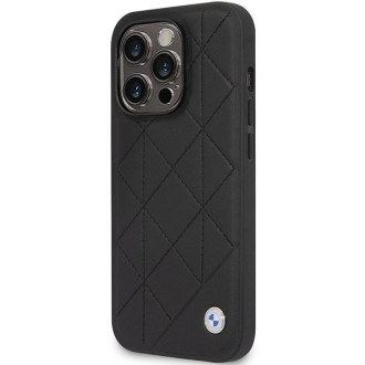 Pouzdro BMW BMHCP14L22RQDK iPhone 14 Pro 6.1&quot; černo/černé kožené prošívané