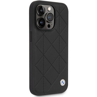 Pouzdro BMW BMHCP14L22RQDK iPhone 14 Pro 6.1&quot; černo/černé kožené prošívané