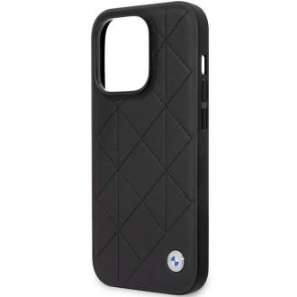 Pouzdro BMW BMHCP14L22RQDK iPhone 14 Pro 6.1&quot; černo/černé kožené prošívané