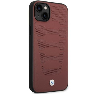 Pouzdro BMW BMHCP14S22RPSR iPhone 14 6,1&quot; vínová/vínová kožená sedadla vzor