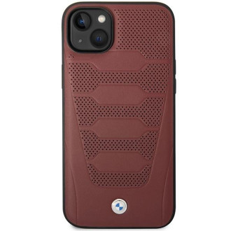 Pouzdro BMW BMHCP14S22RPSR iPhone 14 6,1&quot; vínová/vínová kožená sedadla vzor