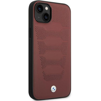 Pouzdro BMW BMHCP14S22RPSR iPhone 14 6,1&quot; vínová/vínová kožená sedadla vzor