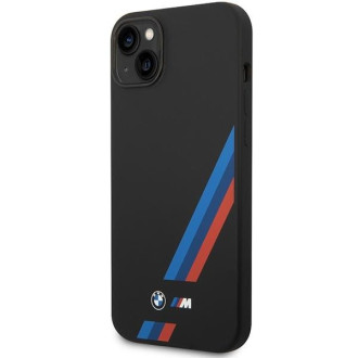 Pouzdro BMW BMHCP14S22SOTK iPhone 14 6.1&quot; černo/černé silikonové šikmé pruhy