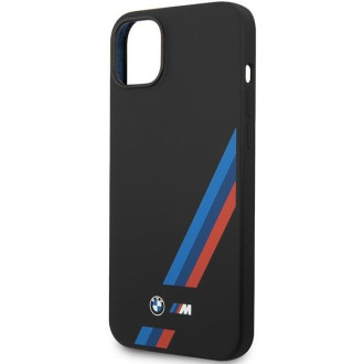 Pouzdro BMW BMHCP14S22SOTK iPhone 14 6.1&quot; černo/černé silikonové šikmé pruhy