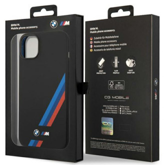 Pouzdro BMW BMHCP14S22SOTK iPhone 14 6.1&quot; černo/černé silikonové šikmé pruhy