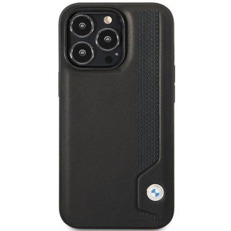 Pouzdro BMW BMHCP14X22RBDK iPhone 14 Pro Max 6,7&quot; černé/černé pevné pouzdro Kožené modré tečky