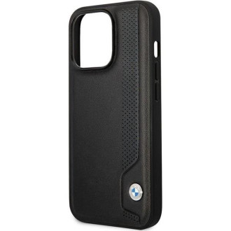 Pouzdro BMW BMHCP14X22RBDK iPhone 14 Pro Max 6,7&quot; černé/černé pevné pouzdro Kožené modré tečky