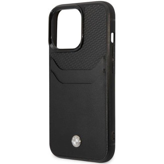 Pouzdro BMW BMHCP14X22RSEPK iPhone 14 Pro Max 6,7&quot; černá/černá kožená zásuvka na kartu