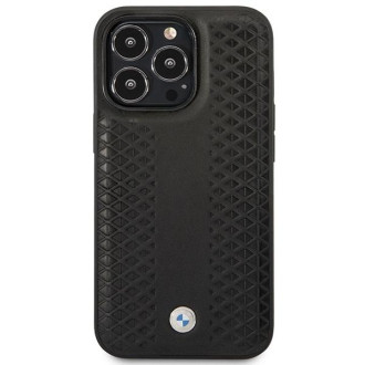 Pouzdro BMW BMHMP14L22RFGK iPhone 14 Pro 6,1&quot; černá/černá kůže s diamantovým vzorem MagSafe