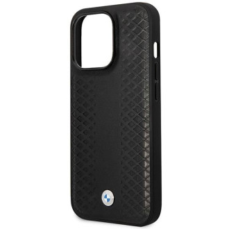 Pouzdro BMW BMHMP14L22RFGK iPhone 14 Pro 6,1&quot; černá/černá kůže s diamantovým vzorem MagSafe