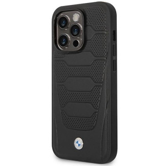 Pouzdro BMW BMHMP14L22RPSK iPhone 14 Pro 6.1&quot; černá/černá Kožená sedadla Vzor MagSafe