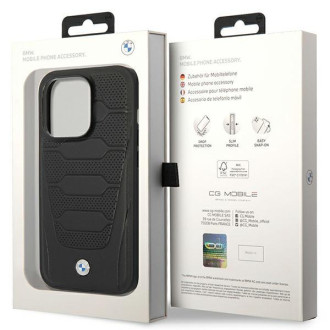 Pouzdro BMW BMHMP14L22RPSK iPhone 14 Pro 6.1&quot; černá/černá Kožená sedadla Vzor MagSafe